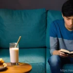 인터넷 중독 회복 방법 - **Digital Distraction and Overwhelm:** A young person, around 16 years old, sits on a couch in a dim...