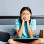 쇼핑 중독의 신체적 증상 - **Prompt 1: The Weight of Impulse**
    A young adult, dressed casually in comfortable home clothes ...