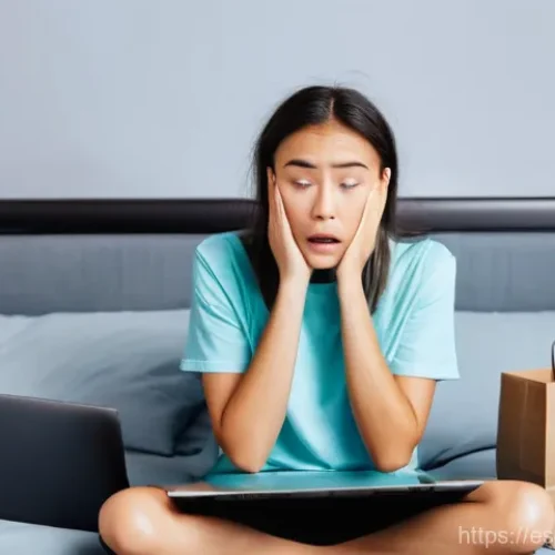 쇼핑 중독의 신체적 증상 - **Prompt 1: The Weight of Impulse**
    A young adult, dressed casually in comfortable home clothes ...