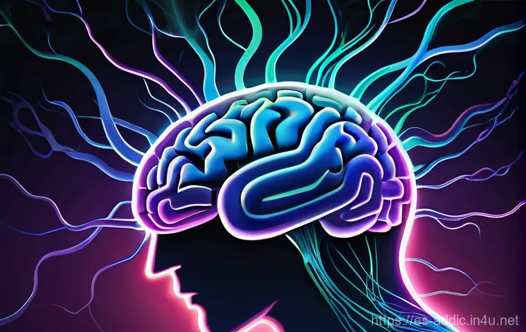 니코틴 중독과 뇌 기능 변화 - **Prompt:** An abstract and vibrant digital painting illustrating the "hijacking" of the brain's ple...