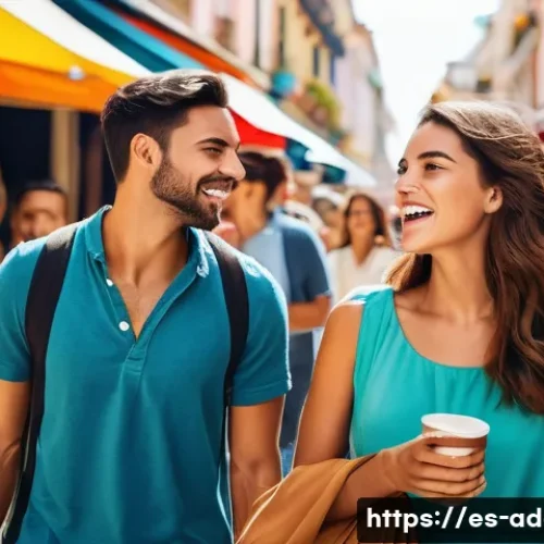 쇼핑 중독과 사회적 압박 - A vibrant urban scene in a Spanish-speaking city, showing a diverse group of young adults shopping i...
